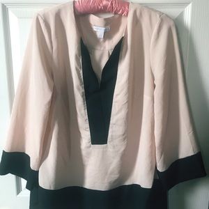 Minimalist blush pink color block blouse